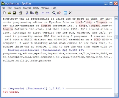 Screenshot from Epsilon editor under Windows